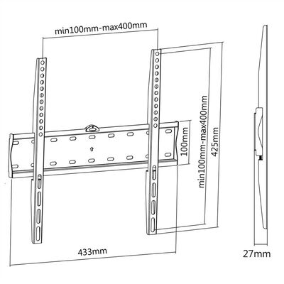 Držiak pre TV 32-55" na stenu, max 40kg, profil 27mm, VESA do 400x400, čierny