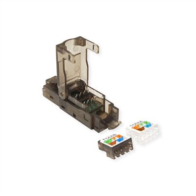 Konektor 8/8 RJ45 cat.6a, 10Gbit, netienený, na drôt, montáž bez klieští AWG 23-26, plast, čierny