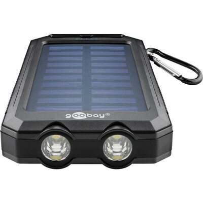 Solárna PowerBank 8000mAh, Zabudované LED svetlo a kompas, čierna