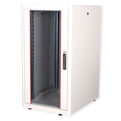 19" Rack na podlahu 22U, 1125x600x800mm (HxWxD), BASIC, sklenené dvere, sivý