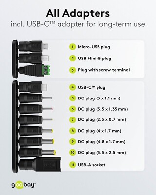 Adaptér NTS 2250mA Univerzálny 3-12V, 27W, 1.8m kábel, konektory: DC, USB(mini, micro, A, C), čierny