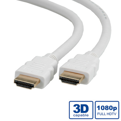 Kábel HDMI M/M 3m, High Speed+Eth, 4K@30Hz, HDMI 1.4, G pozl. kon., biely §§