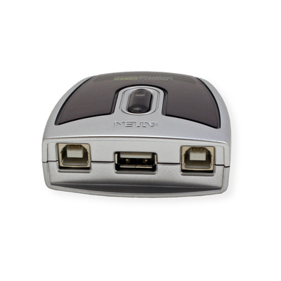 Prepínač USB 2.0, 2PC/1 zariadenie, automatický, sivý/čierny