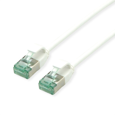 U/FTP Patchkábel TPE 0.3m cat.6a, biely, slim, Cu, Flex Cable, Roline Recycled Material