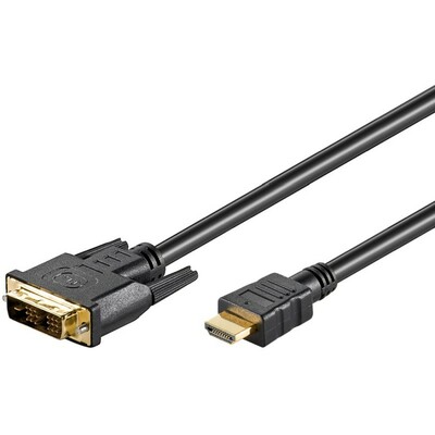 Kábel DVI-D/HDMI M/M 2m, Single-Link, 1920x1080@60Hz, čierny, G pozl. konektor