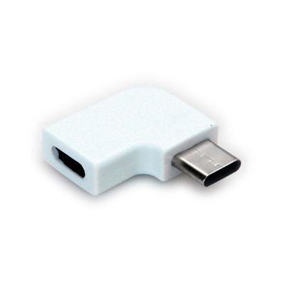 Adaptér USB 3.2 Gen 2, Typ C CM/CF, zahnutý 90° (do prava/ľava), 10Gbps, PD 100W, biely