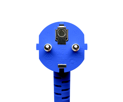 Kábel sieťový 230V, vidlica (CEE7/7) lomená - C13, 5m, 1.00mm², 10A, modrý