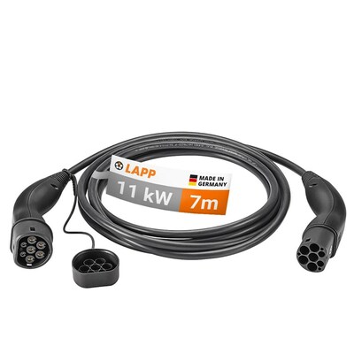 Kábel LAPP nabíjací pre elektromobily Type 2, 7m, 11kW, 20A, 3 fázy, čierny