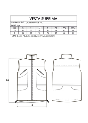 Vesta SUPRIMA bez kapucňe, sieťovaná podšívka, s prieduchmi na chrbáte, funkčná, čierna, XL §