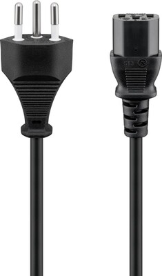 Kábel sieťový 230V, vidlica (SEV1011) Švajčiarsko priama - C13, 2m, 0.75mm², 10A, čierny