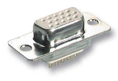 Konektor VGA D-SUB 15pin, samica, 3 radový, letovací