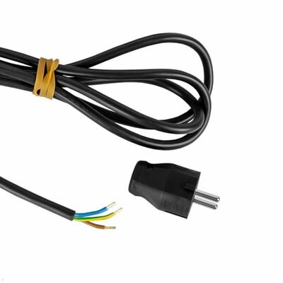 CASIA2 3xUTE 230V, USB nabíjačka, 2m kábel 1.5 mm², vidlica CEE7/7, Hliník, čierna