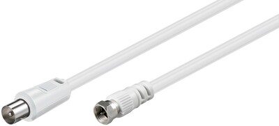 Kábel anténny, koax F-konektor/TV M/M 5m, 75 Ohm, <70dB, 2x tienený, CCS, biely