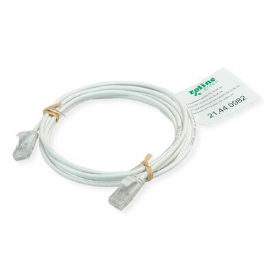 UTP Patchkábel LSOH TPE 1m cat.6a, biely, slim, Cu, Flex Cable, Roline Green, Eco obal