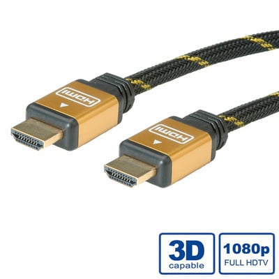 Kábel HDMI M/M 15m, High Speed+Eth, 4K@30Hz, HDMI 1.4, pozl. konektor, čierny/zlatý, Gold