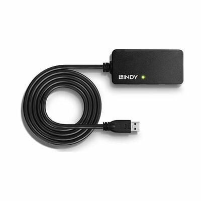 Kábel USB 3.2 Gen 1, A-A M/F 10m, 5Gbps, čierny, predlžovací, aktívny, 4port HUB (2xA, 2xTyp C)