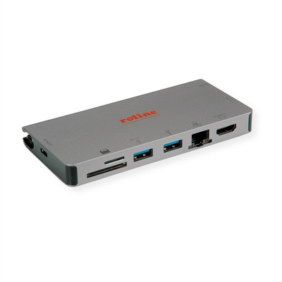 Dokovacia Stanica USB Typ C, HDMI/VGA, 2xUSB-A, LAN, čítačka, PD 100W, 4K@30Hz, 0.1m