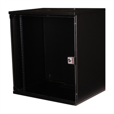 19" Rack na stenu 12U, čierny, 595x540x400 mm (HxWxD), RAL 9005, BASIC