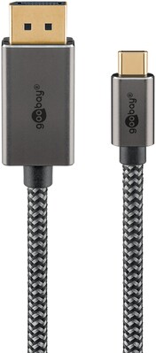 Kábel USB 3.1 Typ C na DisplayPort M/M 1m, gen.2, 4K@60Hz, čierny/sivý, oplet, pozl. konektor