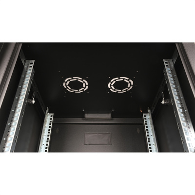 19" Rack na stenu 12U, čierny, 640x600x600mm (HxWxD), RAL9005, PRO, odnímateľné bočnice
