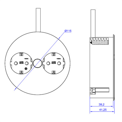 TWIST 2xSCHUKO 230V, 2m kábel 1.5mm², vidlica CEE7/7, nerezová farba
