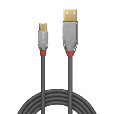 Kábel USB 2.0 A-MICRO-B M/M 2m, High Speed, sivý, Cromo Line, pozl. kon