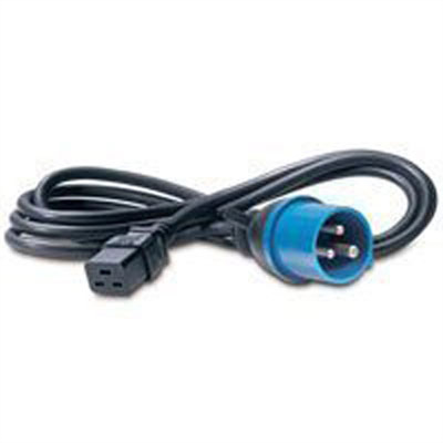 Kábel sieťový 230V, vidlica (IEC 60309) priama - C19, 3m, 1.50mm², 16A, čierny