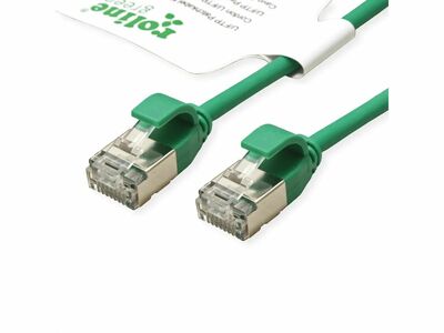 U/FTP Patchkábel LSOH TPE 1m cat.6a, zelený, slim, Cu, Flex Cable, Roline Green, Eco obal