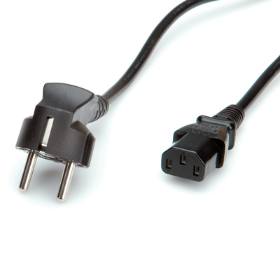Kábel sieťový 230V, vidlica (CEE7/7) lomená - C13, 3m, 1.50mm², 10A, čierny