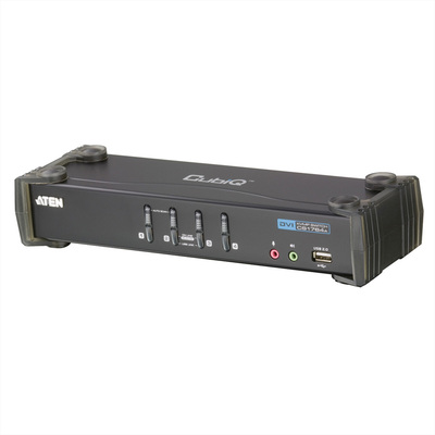 KVM switch/prepínač 4PC, DVI-D, USB, USB hub, audio