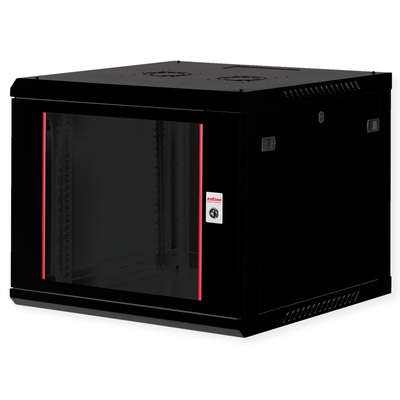 19" Rack na stenu 9U, čierny, 512x600x600mm (HxWxD), odnímateľné bočnice