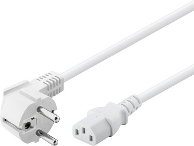 Kábel sieťový 230V, vidlica (CEE7/7) lomená - C13, 2m, 0.75mm², 10A, biely