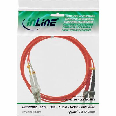 Fiber kábel LC-ST, 15m Duplex OM2(50/125µm), LSOH, 2mm, oranžový