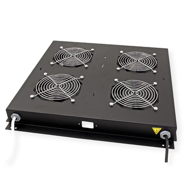 19" Ventilačná jednotka, stropná, 4 vetráky, s termostatom, čierna, RAL9005