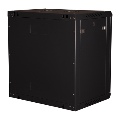 19" Rack na stenu 12U, čierny, 645x600x450 mm (HxWxD), odnímateľné bočnice