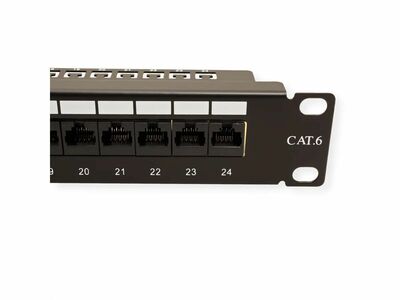 19" Patch panel 24port cat.6, netienený, 1U, čierny