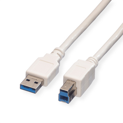 Kábel USB 3.2 Gen 1, A-B M/M 3m, 5Gbps, biely