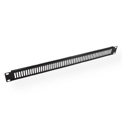 19" záslepka s ventilačnou mriežkou, 1U, kovová, čierna RAL9005