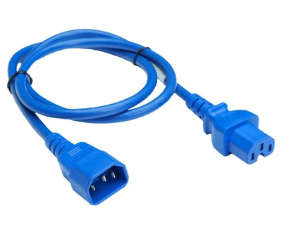 Kábel sieťový 230V predlžovací, C14 - C15, 1.5m, 1.00mm², 10A, modrý