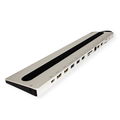 Dokovacia Stanica USB Typ C, 2xHDMI/VGA, 5xUSB-A, LAN, čítačka, audio, PD 100W, 4K@30Hz, 0.3m