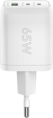 Nabíjačka USB 230V 3port, 1xUSB A, 2xUSB Typ C, 65W, Power Delivery, GaN, biela