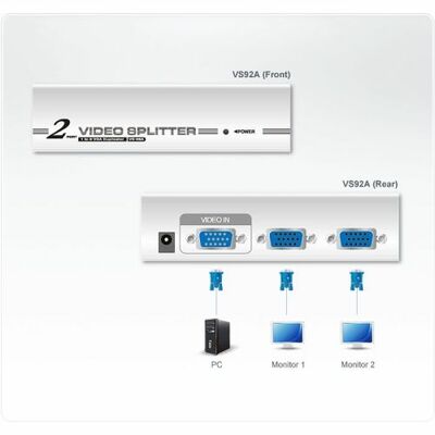 Video distribútor / splitter VGA 1IN/2OUT 350MHz do 30m