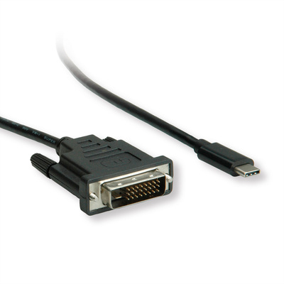 Kábel USB 3.1 Typ C na DVI-D M/M 2m, 4K@60Hz, jednosmerný, čierny