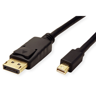 Kábel DisplayPort mini/DP M/M 2m, 8K@60Hz, DP v1.4, 32.4Gbit/s, čierny, pozl. konektor