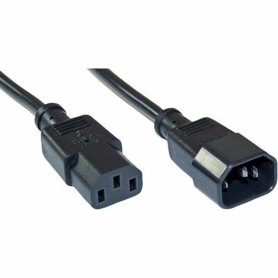 Kábel sieťový 230V predlžovací, C13 - C14, 2m, 0.75mm², 10A, čierny