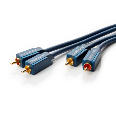 Kábel Cinch 2x audio M/M 5m, modrý, pozl. konektor, ClickTronic