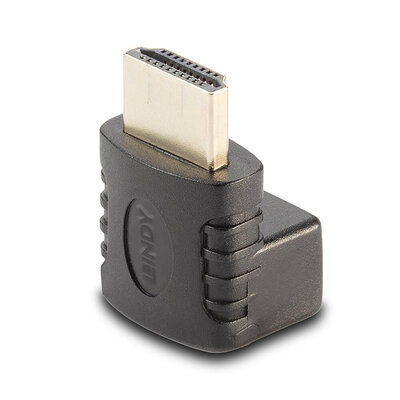 Uhlový adaptér HDMI M/F 90°, smerom dole, 4K@60Hz, čierny, pozl. kon.
