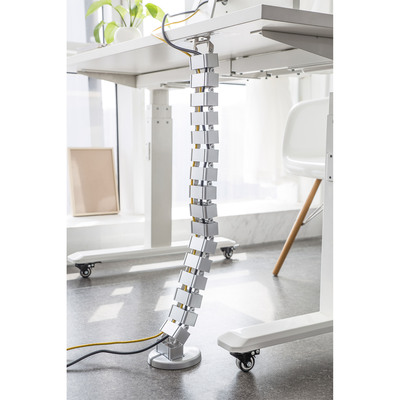 Káblový organizér CUBE "chrbtica", 4 komorový, 128cm, montáž k stolu, sivý