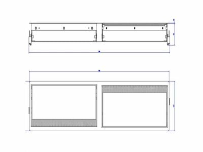 CONI DUO montážny rám, dlhý, 782 x 151 x 68mm, oceľ, čierne štetiny, biely