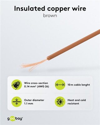 Kábel medený izolovaný 10m, 1x0.14mm, hnedý